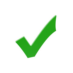 A vibrant green check mark floats against a dark background, symbolizing approval and success, perfect for graphic design projects needing a clear confirmation, completion, or validation symbol.
