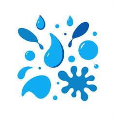 Assorted Water Splash Shapes Vector Clipart on White Background