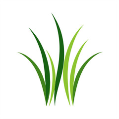 Curved Tall Grass Blades Clipart Vector on White Background