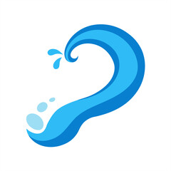 Curved Water Flow with Splash Ends Vector on White Background