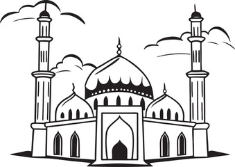  mosque--black-and-white-line-art--digital-illustra.eps