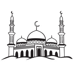  mosque--black-and-white-line-art--digital-illustra.eps
