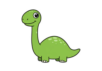 Isolated Cute Cartoon Green Dinosaur