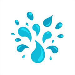 Multiple Water Splashes in Vector Clipart Style on White Background
