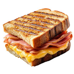 tasty grilled ham and cheese sandwich png, isolated on transparent background