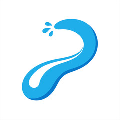 Simple Curved Water Stream with Splash Tips Vector on White Background