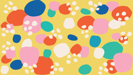 Whimsical colorful shape yellow background