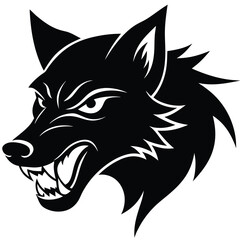 
Snarling Black Wolf Head