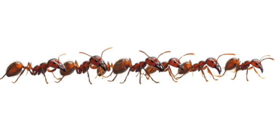 Group of ants walking isolated on transparent background