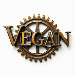 VEGAN Word and Leaf Icon — 3D Emoji-Style Symbol Representing Plant-Based and Eco-Friendly Lifestyle