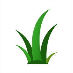 Tall Curved Green Grass Clump Cartoon Vector on White Background