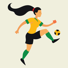 Female Soccer Player Kicking a Ball with Style and Grace Demonstrating Athleticism and Skill in a Modern Minimalist Vector Illustration
