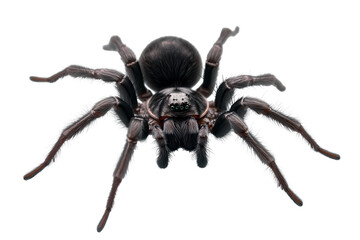 Fototapeta premium Black spider isolated on transparent background showcasing intricate details and unique anatomy