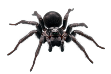 Black spider isolated on transparent background showcasing intricate details and unique anatomy