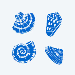 Seashell illustration. Contour vector illustration for packaging, corporate identity, labels, postcards and pattern.