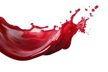 Dynamic splash of vibrant red liquid creating an energetic scene with fluid motion against a clean backdrop
