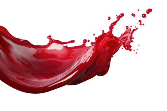 Dynamic splash of vibrant red liquid creating an energetic scene with fluid motion against a clean backdrop