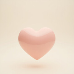 A Single Pastel Pink Heart Appearing to Float on a Clean Cream Background Exuding Simplicity and Tenderness