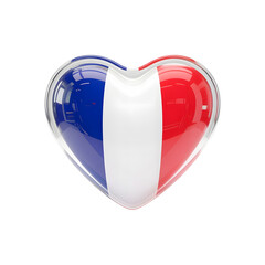 French Flag in 3D Glass Heart Symbol	