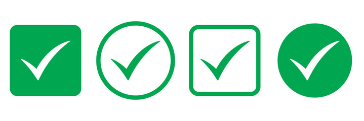 Check box icon with correct, accept checkmark icons, tick box checked. Approve symbol. Check mark icon vector design. Green check mark icon. Green tick symbol. Vector check icon
