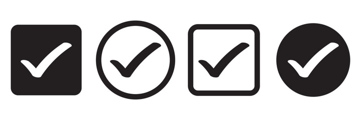  Check box icon with correct, accept checkmark icons tick box checked. Approve symbol. Check mark icon vector design. black check mark icon. black tick symbol. Vector check icon
