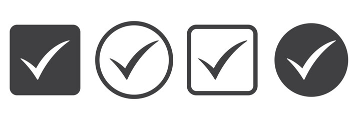  Check box icon with correct, accept checkmark icons tick box checked. Approve symbol. Check mark icon vector design. black check mark icon. black tick symbol. Vector check icon
