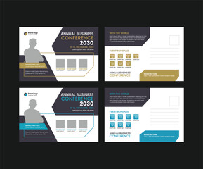 Corporate business postcard template design set. Modern Minimal Postcard Template, Business Postcard Layout
