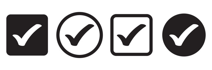  Check box icon with correct, accept checkmark icons tick box checked. Approve symbol. Check mark icon vector design. black check mark icon. black tick symbol. Vector check icon
