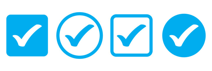 Check box icon with correct, accept checkmark icons tick box checked. Approve symbol. Check mark icon vector design. Blue check mark icon. Blue tick symbol. Vector check icon
