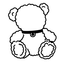 Outline of Teddy Bear Sitting with Back Turned and Collar on Neck