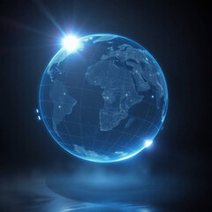 Fototapeta premium A glowing digital globe displays a detailed world map