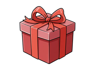 Isolated Cartoon Gift Box with Red Ribbon and Bow