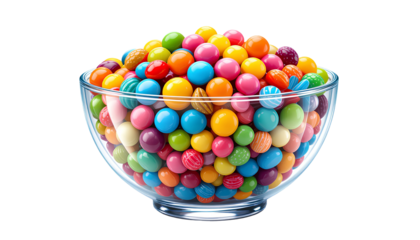 Colorful Candy Bowl Illustration Isolated on Transparent Background – Sweet Treat Art