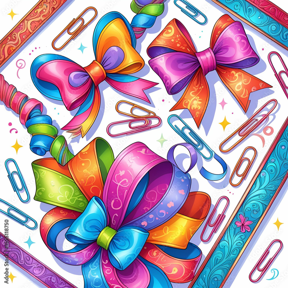 Fototapete a digital doodle bursts with random squiggles, colorful blobs, abstract forms, and playful