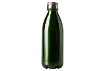 Green stainless steel water bottle designed for outdoor activities, sports, and daily hydration needs displayed on a white background for product advertisement