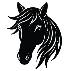 Black horse head silhouette vector illustration