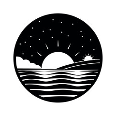 sunset landscape silhouette scenic vector view