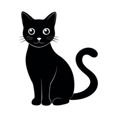 cute black cat silhouette animal icon