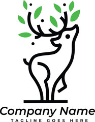 Geometric Deer Logo Design Template, Stylish Business Symbol-Editable EPS file