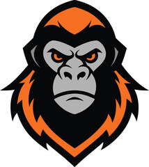 Vector of angry assassin gorilla mascot logo design for badge, emblem, or printing