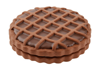 Isolated Chocolate Sandwich Cookie with Grid Pattern