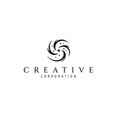 space galaxy logo in flat design style in white background