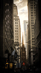 financial district, manhattan, katedra, budynki, nowy jork