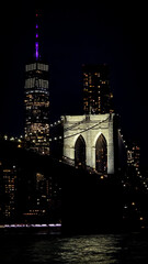 manhattan, ameryka, nocne życie, new york, nowy jork, brooklyn bridge, nocne zdjęcie, 