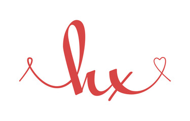 Fototapeta premium HX initial wedding monogram calligraphy vector illustration. Hand drawn lettering h and x love logo design for valentines day poster, greeting card