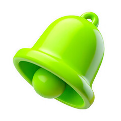 Shiny green bell icon with a clapper isolated on transparent background