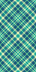 Fancy vector tartan seamless, eps pattern plaid textile. Cell fabric background texture check in cyan and teal colors.