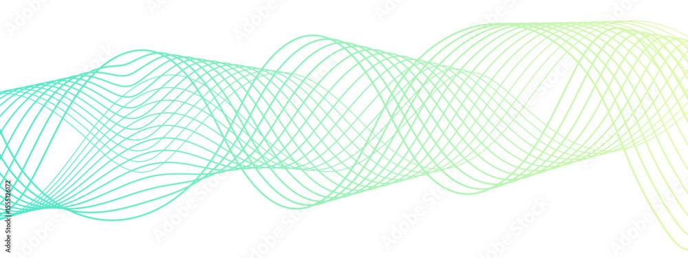Aufkleber Abstract digital smooth, flowing wave lines forming a dynamic, fluid pattern.  Gradient from with symmetrical, with overlapping transparent curves creating a sense of motion, depth, and rhythm.
