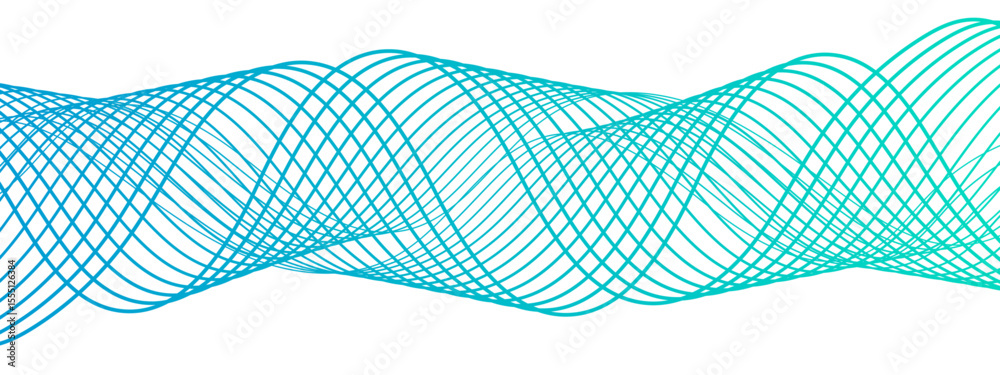 Aufkleber Abstract digital smooth, flowing wave lines forming a dynamic, fluid pattern.  Gradient from with symmetrical, with overlapping transparent curves creating a sense of motion, depth, and rhythm.