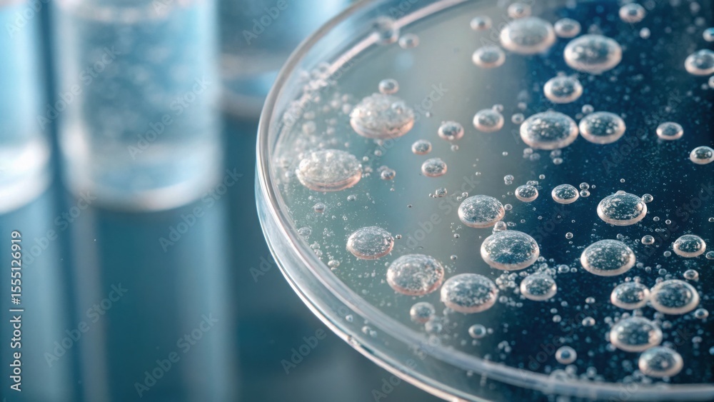 Poster Close-Up of Fluid Sample with Suspended Particles in Laboratory Setting